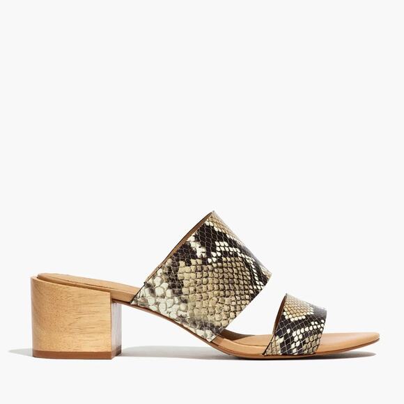 Madewell Kiera Mule Open Toe Snakeskin Embossed Leather Sandals Size 7.5 - Picture 1 of 7